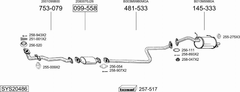 Bosal SYS20486 - Pakoputkisto inparts.fi