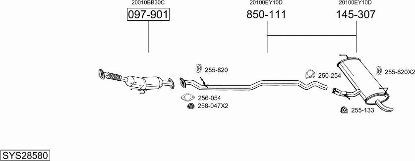 Bosal SYS28580 - Pakoputkisto inparts.fi