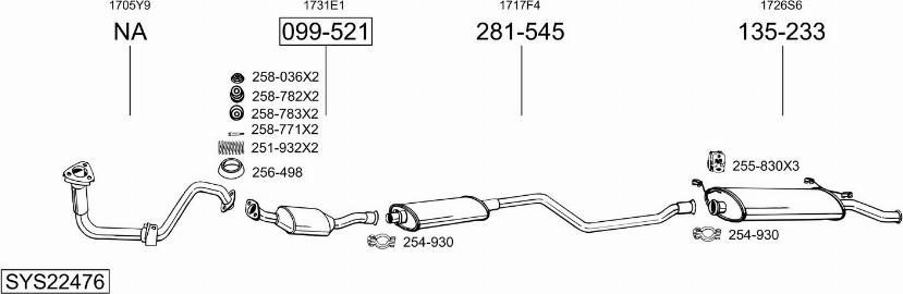 Bosal SYS22476 - Pakoputkisto inparts.fi