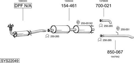 Bosal SYS22049 - Pakoputkisto inparts.fi