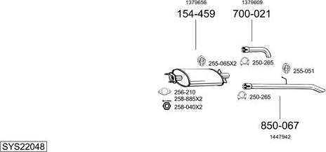 Bosal SYS22048 - Pakoputkisto inparts.fi