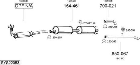 Bosal SYS22053 - Pakoputkisto inparts.fi