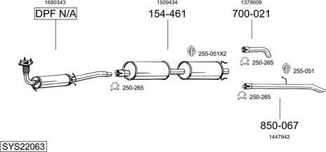 Bosal SYS22063 - Pakoputkisto inparts.fi