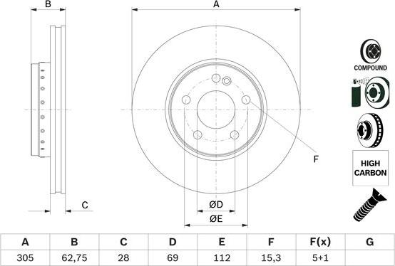 BOSCH 0 986 479 G41 - Jarrulevy inparts.fi