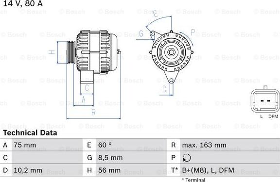 BOSCH 0 986 049 630 - Laturi inparts.fi