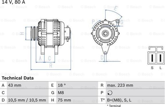 BOSCH 0 986 045 601 - Laturi inparts.fi