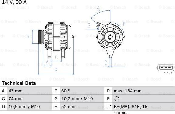 BOSCH 0 986 041 190 - Laturi inparts.fi