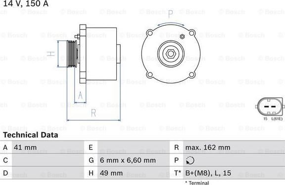 BOSCH 0 986 041 750 - Laturi inparts.fi