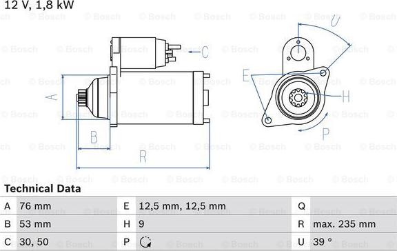 BOSCH 0 986 019 550 - Käynnistinmoottori inparts.fi