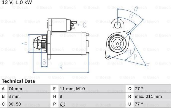 BOSCH 0 986 019 151 - Käynnistinmoottori inparts.fi