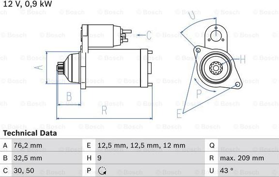 BOSCH 0 986 019 890 - Käynnistinmoottori inparts.fi