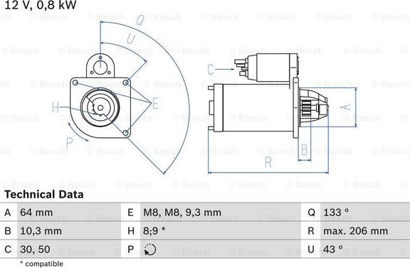 BOSCH 0 986 019 301 - Käynnistinmoottori inparts.fi