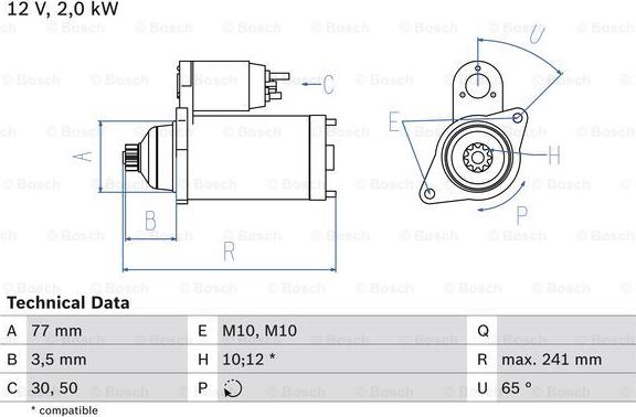 BOSCH 0 986 014 141 - Käynnistinmoottori inparts.fi