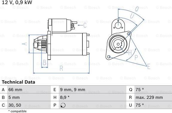 BOSCH 0 986 014 350 - Käynnistinmoottori inparts.fi