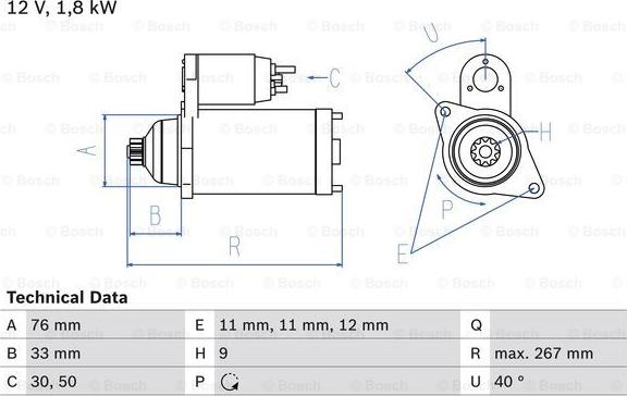 BOSCH 0 986 015 970 - Käynnistinmoottori inparts.fi