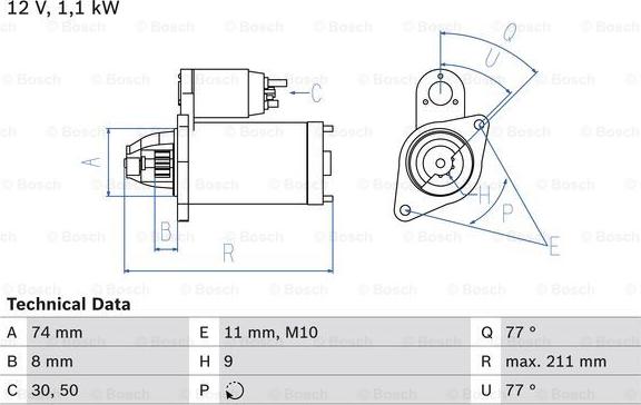 BOSCH 0 986 016 500 - Käynnistinmoottori inparts.fi