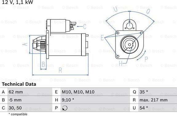 BOSCH 0 986 016 530 - Käynnistinmoottori inparts.fi