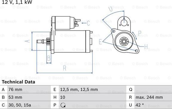 BOSCH 0 986 016 110 - Käynnistinmoottori inparts.fi