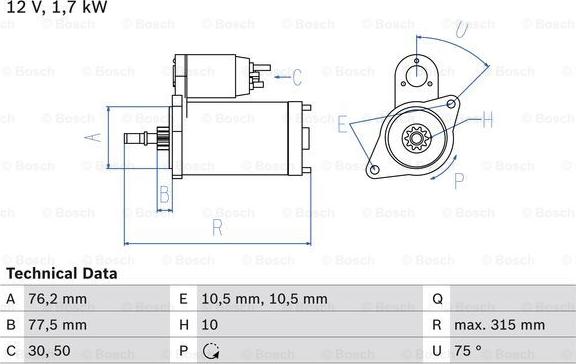 BOSCH 0 986 016 250 - Käynnistinmoottori inparts.fi