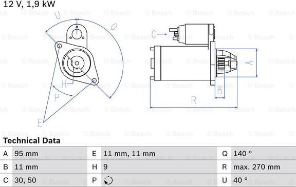 BOSCH 0 986 016 740 - Käynnistinmoottori inparts.fi