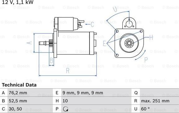 BOSCH 0 986 016 750 - Käynnistinmoottori inparts.fi