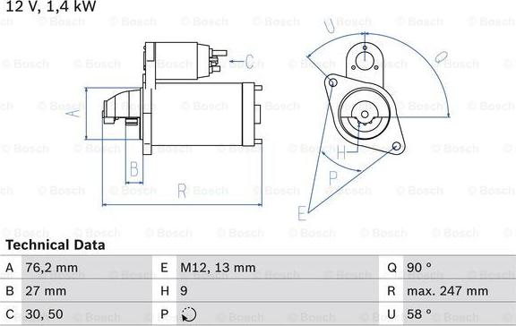 BOSCH 0 986 016 780 - Käynnistinmoottori inparts.fi