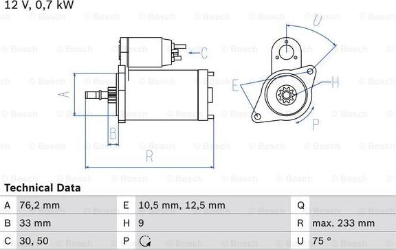 BOSCH 0 986 010 530 - Käynnistinmoottori inparts.fi