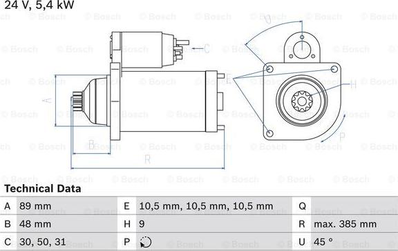 BOSCH 0 986 011 550 - Käynnistinmoottori inparts.fi