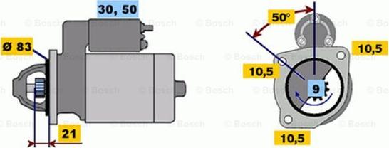 BOSCH 0 986 011 070 - Käynnistinmoottori inparts.fi