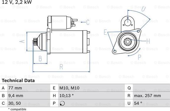 BOSCH 0 986 017 611 - Käynnistinmoottori inparts.fi