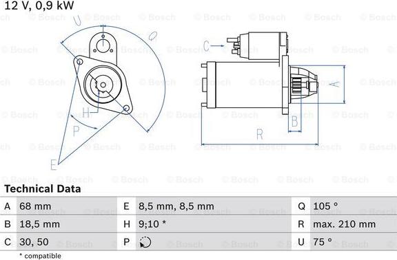 BOSCH 0 986 017 120 - Käynnistinmoottori inparts.fi