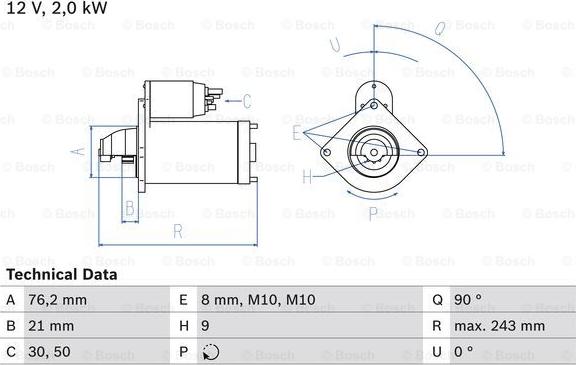 BOSCH 0 986 017 300 - Käynnistinmoottori inparts.fi