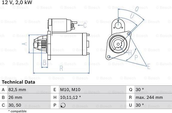 BOSCH 0 986 017 260 - Käynnistinmoottori inparts.fi