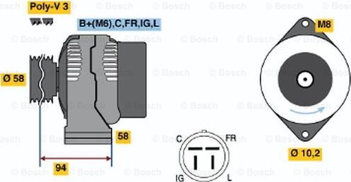 BOSCH 0 986 038 551 - Laturi inparts.fi