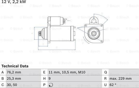 BOSCH 0 986 024 050 - Käynnistinmoottori inparts.fi