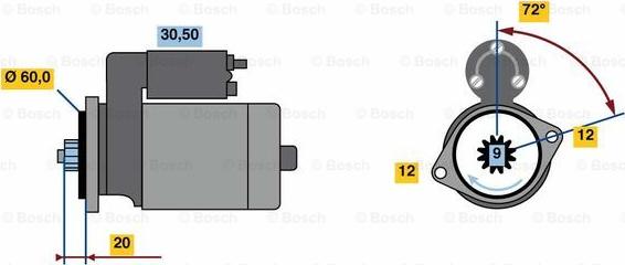 BOSCH 0 986 023 420 - Käynnistinmoottori inparts.fi