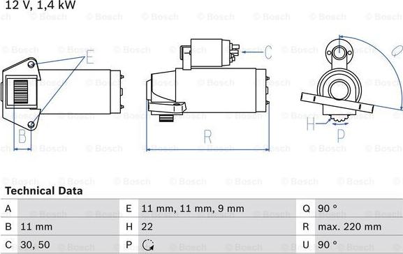 BOSCH 0 986 022 561 - Käynnistinmoottori inparts.fi