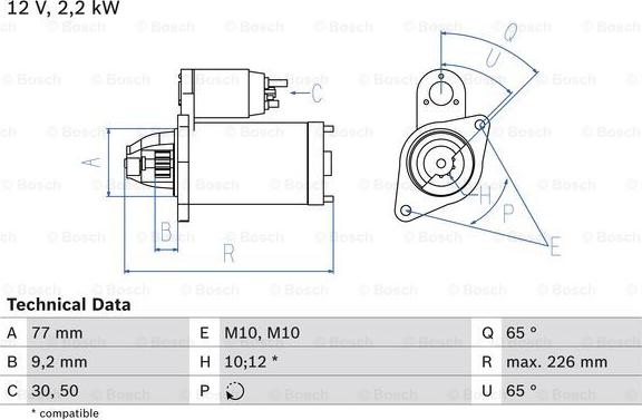 BOSCH 0 986 022 740 - Käynnistinmoottori inparts.fi