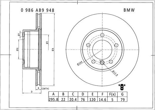 BOSCH 0 986 AB9 948 - Jarrulevy inparts.fi