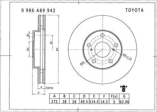 BOSCH 0 986 AB9 942 - Jarrulevy inparts.fi