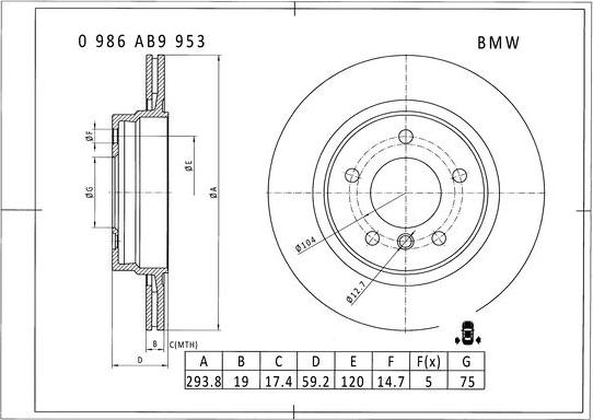 BOSCH 0 986 AB9 953 - Jarrulevy inparts.fi