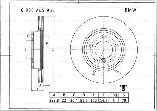 BOSCH 0 986 AB9 952 - Jarrulevy inparts.fi