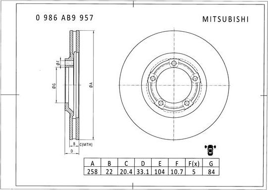 BOSCH 0 986 AB9 957 - Jarrulevy inparts.fi