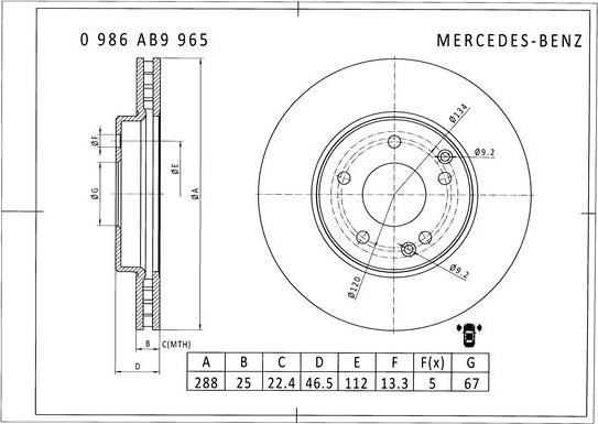 BOSCH 0 986 AB9 965 - Jarrulevy inparts.fi