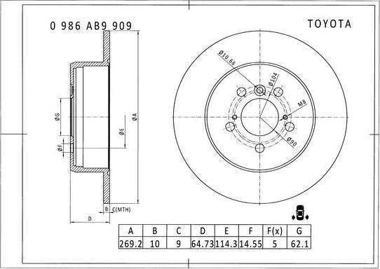 BOSCH 0 986 AB9 909 - Jarrulevy inparts.fi