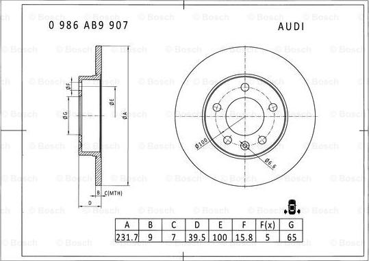 BOSCH 0 986 AB9 907 - Jarrulevy inparts.fi