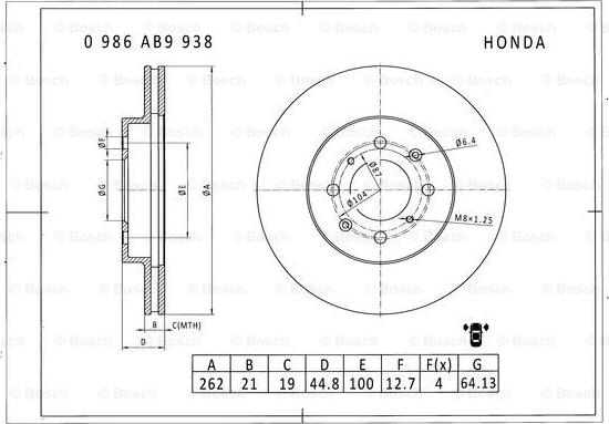 BOSCH 0 986 AB9 938 - Jarrulevy inparts.fi