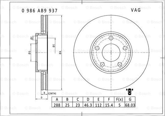 BOSCH 0 986 AB9 937 - Jarrulevy inparts.fi