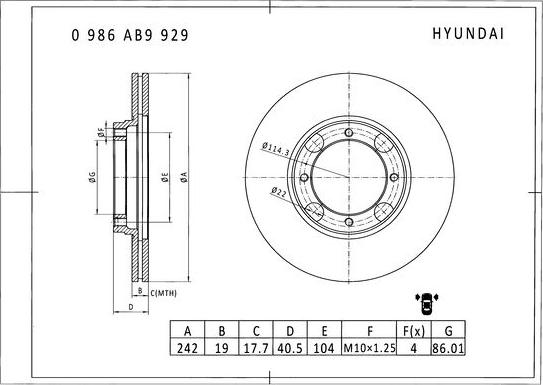 BOSCH 0 986 AB9 929 - Jarrulevy inparts.fi