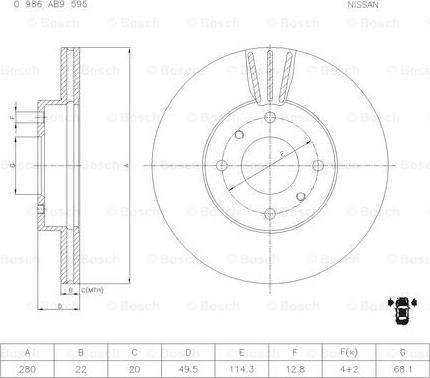 BOSCH 0 986 AB9 595 - Jarrulevy inparts.fi